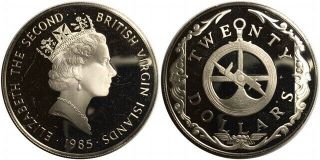1985 British Virgin Islands $20 Km 62 " Astrolabe " Lost Treasures Silver Coin