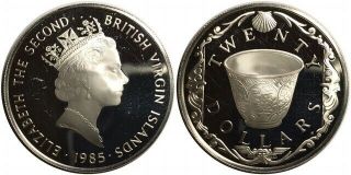 1985 British Virgin Islands $20 Km 49 Porcelain Cup Lost Treasures Silver Coin