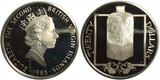 1985 British Virgin Islands $20 Km 70 Perfume Bottle Lost Treasures Silver Coin