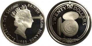 1985 British Virgin Islands $20 Km 71 " Pocket Watch " Lost Treasures Silver Coin
