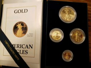 1988 American Eagle Gold Bullion 4 - Coin Proof Set In Case With