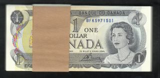 1973 Bank Of Canada 1 Dollar Bank Notes Bundle Of 100