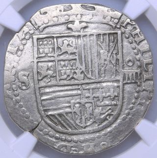 Spain Seville Square D 4 Reales 1556 - 1598 Philip Ii Ngc Vf 30 Cob