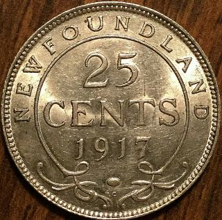 1917 Newfoundland Silver 25 Cents - Uncirculated