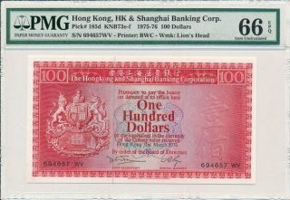 Hong Kong Bank Hong Kong $100 1976 Pmg 66epq