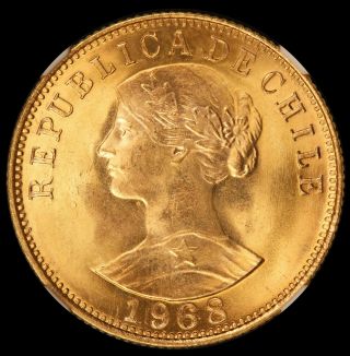 1968 - So Chile 50 Pesos Gold Coin - Ngc Ms 66 - Km 169