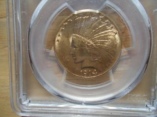Indian Head 1914 10 Dollar Gold Ngc Ms - 62