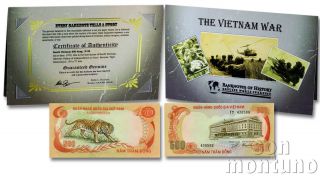 The Vietnam War - 1972 South Vietnam 500 Dong P33 In Folder,  Story/coa Banknote