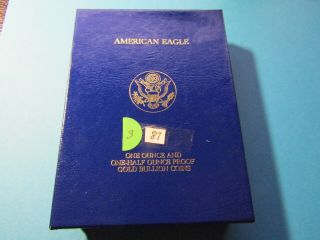 1987 - P 2 Coin American Gold Eagle Proof Set 3 1 oz & 1/2 oz OGP & - Gem BU 5