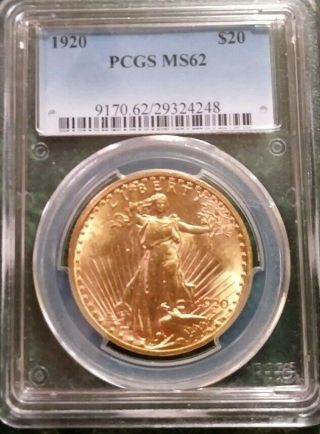 1920 $20 St Gaudens Double Eagle,  Pcgs Ms62