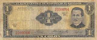El Salvador 1 Colon 13.  8.  1968 P 110a Series Ch Circulated Banknote Ml1