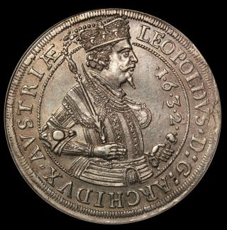 1632 Austria Hall Thaler Taler Silver Coin Dav - 3338 - Ngc Au 55 - Km 629.  2