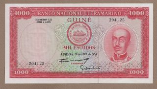 Portuguese Guinea: 1000 Escudos Banknote,  (unc),  P - 43a,  30.  04.  1964,