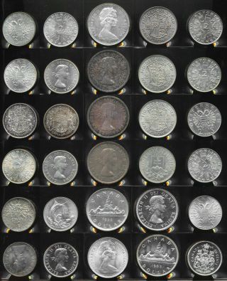 60 SILVER BIG UNC WORLD COINS (Gr Wt 34,  TrOz) CANADA EUROPE & MORE 3