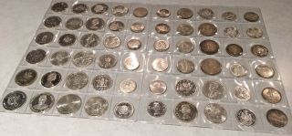 60 SILVER BIG UNC WORLD COINS (Gr Wt 34,  TrOz) CANADA EUROPE & MORE 6