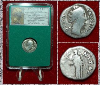 Roman Empire Coin Faustina I Juno Holding Sceptre On Reverse Silver Denarius