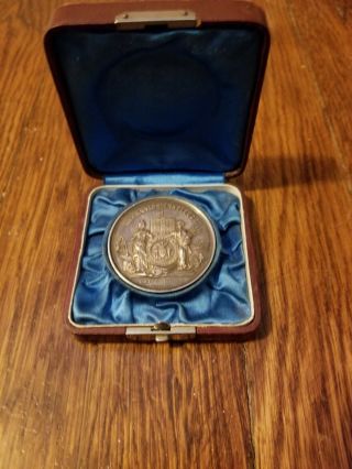 Rare Sterling Silver Medal Mechanics Institute With Case 1880 San Francisco