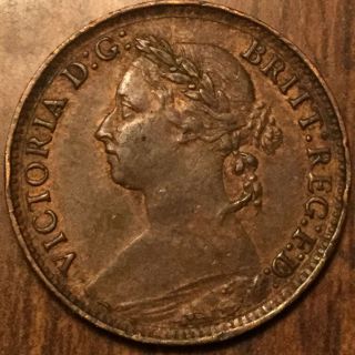 1886 Uk Victoria Farthing - Great Example