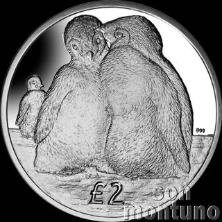 Emperor Penguin Chicks - Unc Cuni 2 Pound Coin 2013 British Antarctic Territory