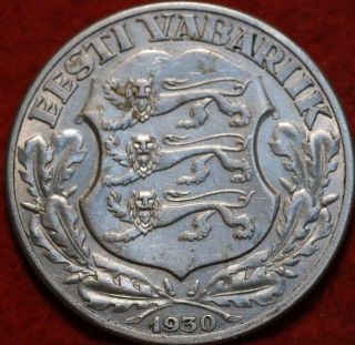 1930 Estonia 2 Krooni Silver Foreign Coin