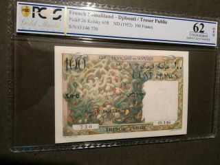 French Somaliland - Djibouti Banknote 100 Francs 1952 Pcgs 62 Opq 26