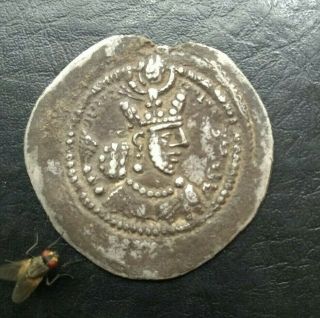 Islamic Sasanian Indo - Greek Taxila Ancient Silver Coin 3.  83 Gr 29.  4 Mm