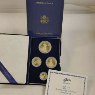 2010 W American Eagle Gold Proof 4 Coin Set Box &