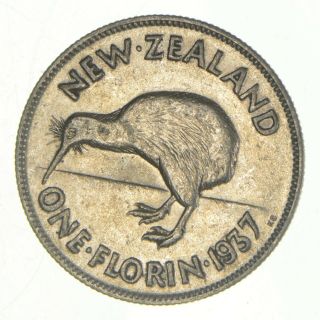 SILVER - WORLD Coin - 1937 Zealand 1 Florin - 11.  2g - World Silver Coin 733 2