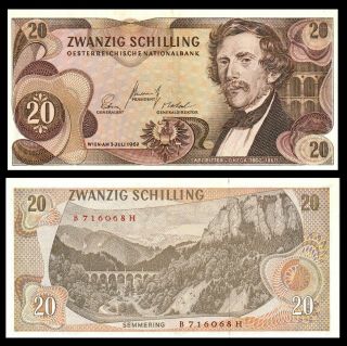 Austria Banknote 20 Zwanzig Schilling 1967 P 142 Carl Ritter Von Ghega