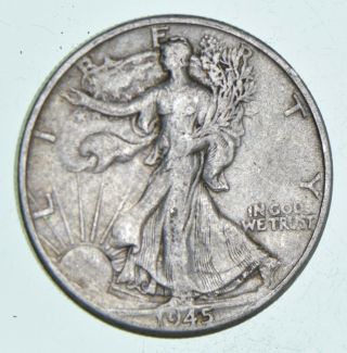 Xf,  1945 - D Walking Liberty 90 Silver Us Half Dollar - Coin 838