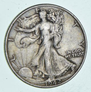 Xf,  1942 Walking Liberty 90 Silver Us Half Dollar - Coin 836