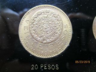 50 Pesos gold coin,  JM Assayers 1 oz fine gold,  and 6 Mexico Gold Types in lucit 3