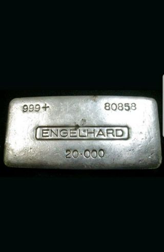 Scarce 20 Oz Engelhard.  999,  Fine Poured Silver Bar 1st Series - 750 Mintage