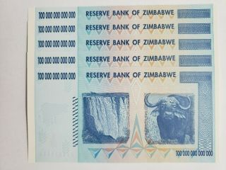 5 - 2008 100 Trillion Dollars Reserve Bank Of Zimbabwe,  Aa P - 91 Gem Uncirculated