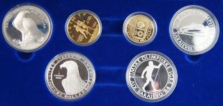1984 Olympic Games 6 Coin $10 / 5000 Dinar Gold Silver Proof Set Us & Yugoslavia