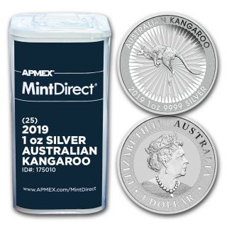 2019 Australia 1 Oz Silver Kangaroo (25 - Coin Mintdirect® Tube) - Sku 175010