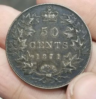 1871 Canada Silver 50 Cent Half Dollar Key Date You Grade