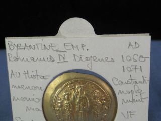 ANCIENT BYZANTINE COIN 1081 ROMANUS IV HISTAMENON GOLD CONSTANTINOPLE VF 4