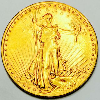 1908 D 20 Dollar Double Eagle St Gaudens Gem Bu,  Ultra Scarce Gold Nr 08025