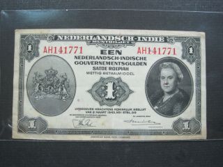 Netherlands Indies 1 Gulden 1943 P111 Indonesia 46 Currency Banknote Money