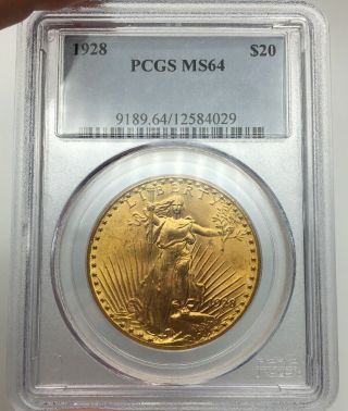 1928 Pcgs Ms64 $20 Gold Saint Gaudens Double Eagle