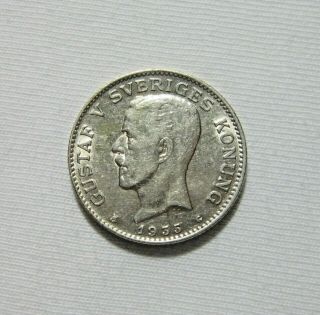Sweden.  Silver 1 Krona,  1935 G.  King Gustaf V.