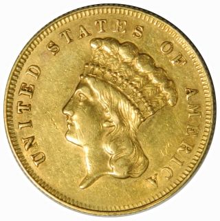 1866 $3 Liberty Princess Gold Scarce Date Xf/au Priced Right