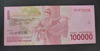 Indonesia 2019 100,  000 Rupiah 100k Money Sukarno Dancer Banknote Unc Nr