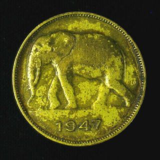 1947 Belgian Congo 5 Francs Vf