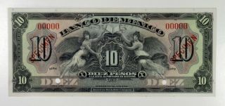 Banco De Mexico,  Nd (1936) Specimen 10 Pesos P - 30 Unlist Specimen Cu Abn