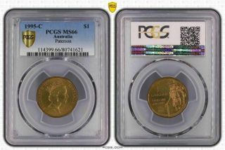 1995 - C Australia $1 Dollar " Paterson " Bu Pcgs Ms66 Coin In