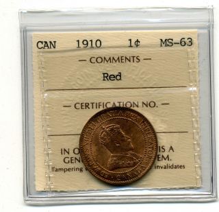 Canada 1c 1910 Edward Vii Large Cent Ms63rd Iccs Ve 841