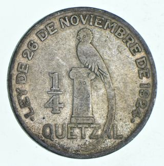 Silver - World Coin - 1926 Guatemala 1/4 Quetzal - World Silver Coin - 8g 914