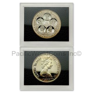 Cayman Islands 1975 Six Sovereign Queens of G.  B.  2pc Gold & Silver PF Set 4
